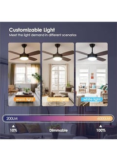 Arabest 42 Black Outdoor Ceiling Fan with Light Remote Control Dimmable Reversible Motor Low Profile for Indoor Bedroom Covered Patio Modern  - Image 5