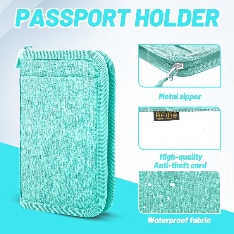 EPIMA Passport Holder for Travel Essentials, RFID Blocking Protector Passport Wallets, Passport Document Organizer Case for Travel Must Have, Passport Book for Women, Couple, Family Cards, Tickets, ID, Cash - Image 3