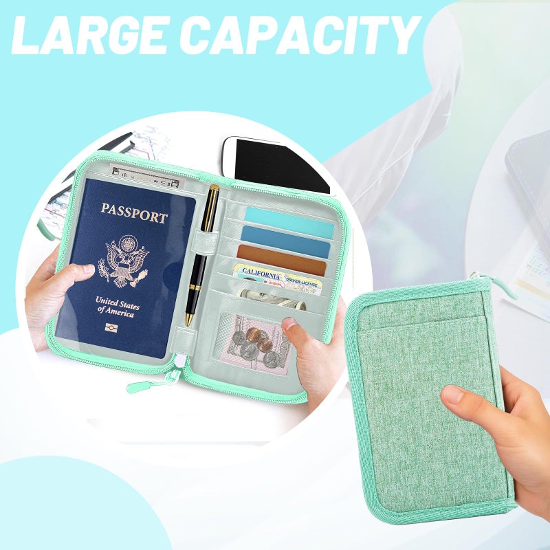EPIMA Passport Holder for Travel Essentials, RFID Blocking Protector Passport Wallets, Passport Document Organizer Case for Travel Must Have, Passport Book for Women, Couple, Family Cards, Tickets, ID, Cash - Image 4