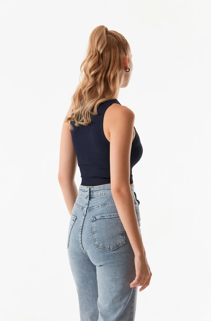 FullaModa Ribbed V Neck Crop Bodysuit