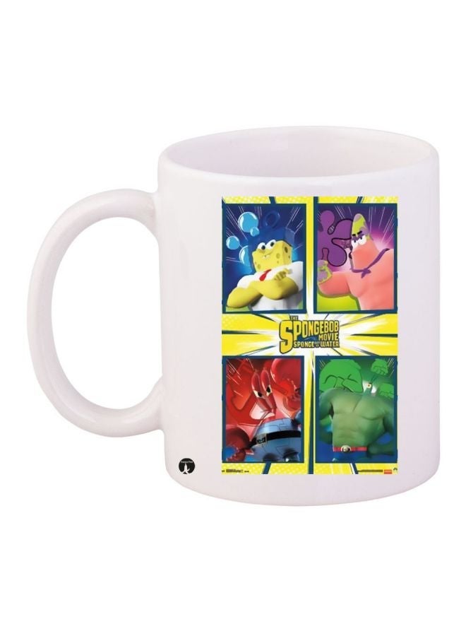 RYN SpongeBob SquarePants Printed Coffee Mug White/Yellow/Green 11ounce