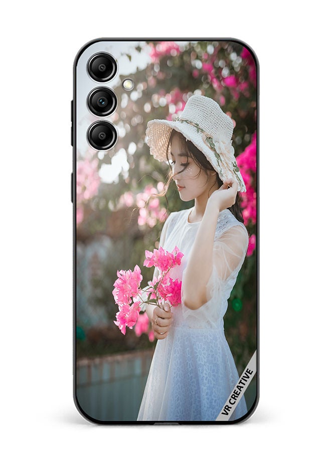 VR CREATIVE Protective Case Cover For Samsung Galaxy M14 Girl With Pink Flower Design Multicolour - Image 1