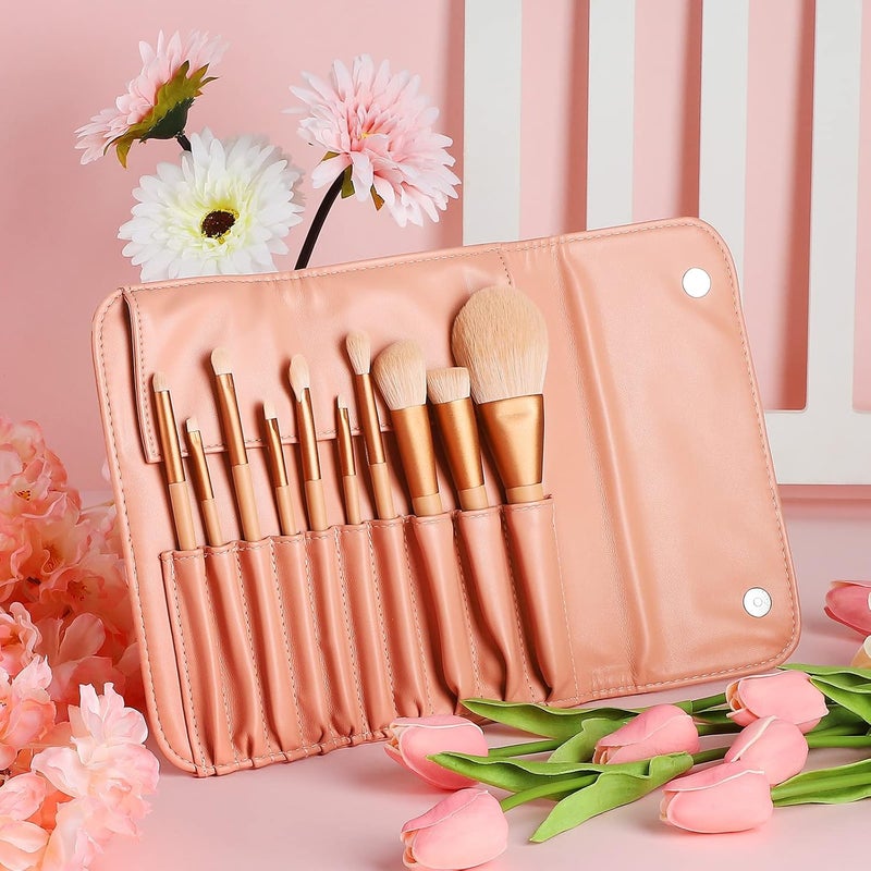 EIGSHOW Makeup Brushes EIGSHOW Professional Makeup Brush Set with Leather Cosmetic Bag for Makeup BeginnerArtist Powder Contour Foundation Blending Smudge Eyeshadow Brush  Synthetic Vegan Bristles - Image 5