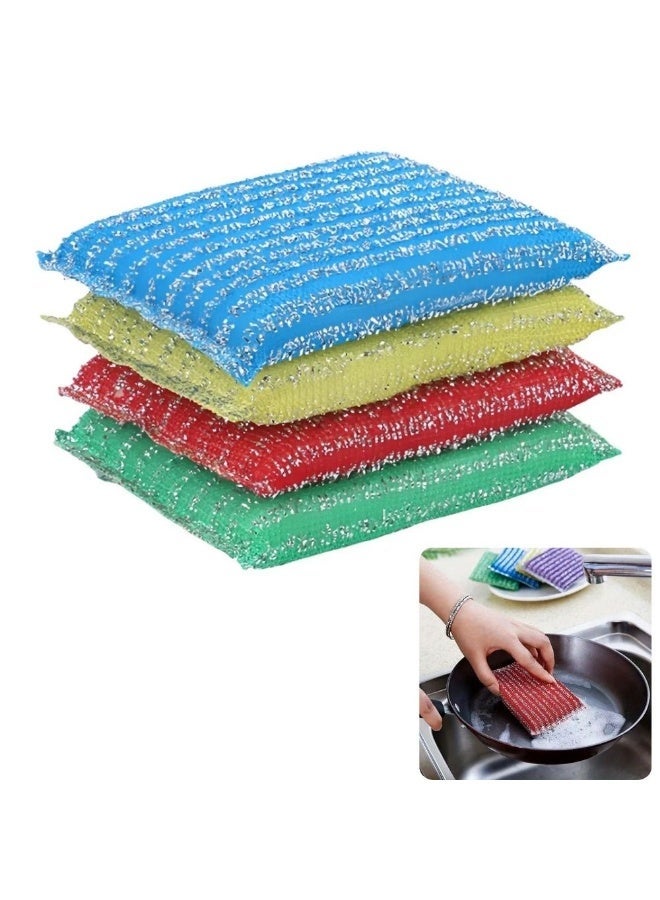 AMM 4PCS Heavy Duty Kitchen Sponge Scrubber – Non-Scratch Dish & Pot Washing Scouring Sponge, Hand-Friendly Multi-Purpose Sink Cleaner, Multi-Color (Yellow, Blue, Red, Pink) - Image 1