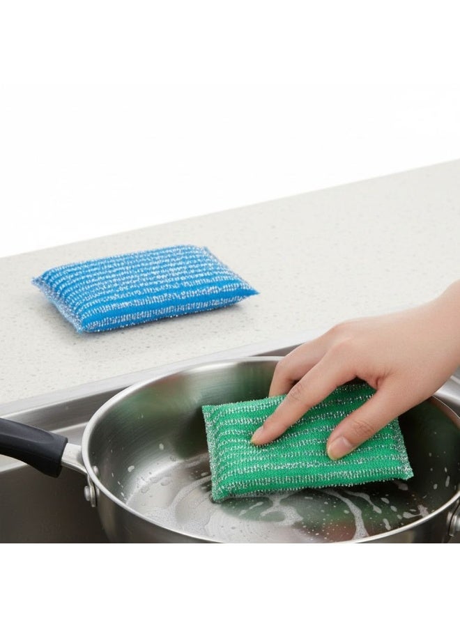AMM 4PCS Heavy Duty Kitchen Sponge Scrubber – Non-Scratch Dish & Pot Washing Scouring Sponge, Hand-Friendly Multi-Purpose Sink Cleaner, Multi-Color (Yellow, Blue, Red, Pink) - Image 2