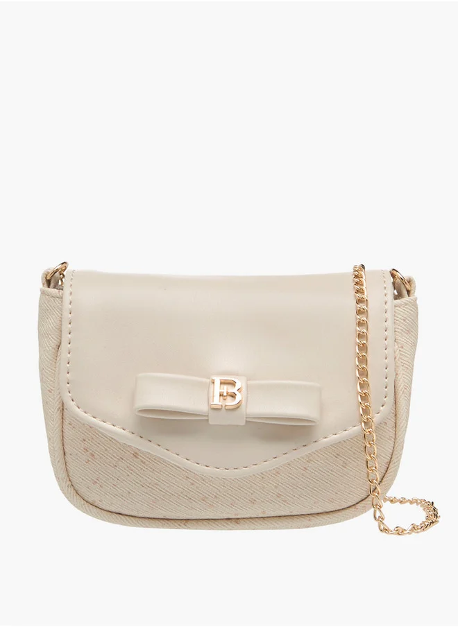 Flora Bella By Shoexpress Girls Bow Accent Crossbody Bag with Chain Strap and Flap Closure