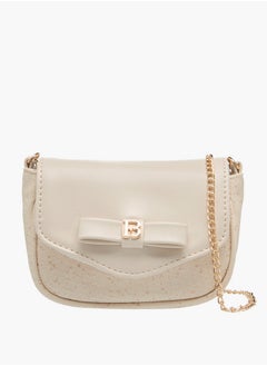 Girls Bow Accent Crossbody Bag with Chain Strap and Flap Closure