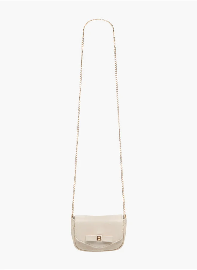 Flora Bella By Shoexpress Girls Bow Accent Crossbody Bag with Chain Strap and Flap Closure