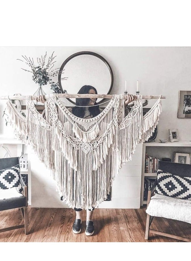 انتيكيانو بساط مكرمية كبير للتعليق على الحائط مصنوع يدويًا من اننتيكانو على الطراز البوهيمي - Image 2