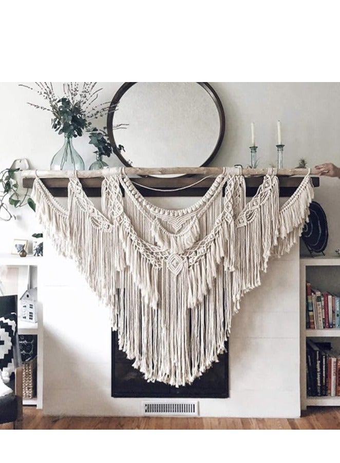 انتيكيانو بساط مكرمية كبير للتعليق على الحائط مصنوع يدويًا من اننتيكانو على الطراز البوهيمي - Image 1