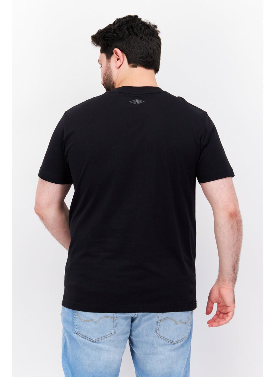 ESPRIT - Men Crew Neck Short Sleeve Brand Logo T Shirt, Black - Image 1