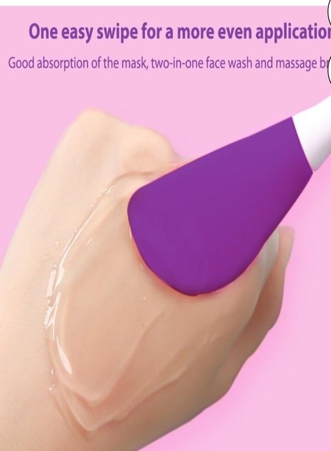 Gugzy Silicone Double-head Face Mask Brush, Facial Mask Applicator, Makeup Removel Scrubber, Lips Face Cleansing Exfoliating Brush And Body Butter Applicator (Purple) - Image 3