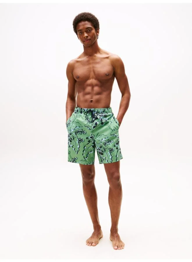 Long Drawstring Swim Shorts