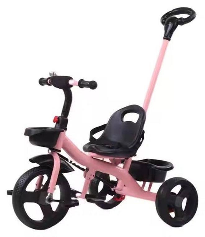 دراجة ثلاثية العجلات للأطفال من سن 2 إلى 6 سنوات - مع مقبض ووزن 50 كجم (وردي)