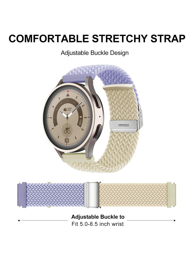 Bands for Samsung Galaxy Watch 6/5/4/5 Pro/6/4 Classic/Active 2/Active/Watch 3, 20mm Elastic Braided Nylon Loop Sport Strap for 40mm, 44mm, 45mm, 43mm, 47mm, 42mm, 46mm, and 41mm, Purple Starlight - Image 1