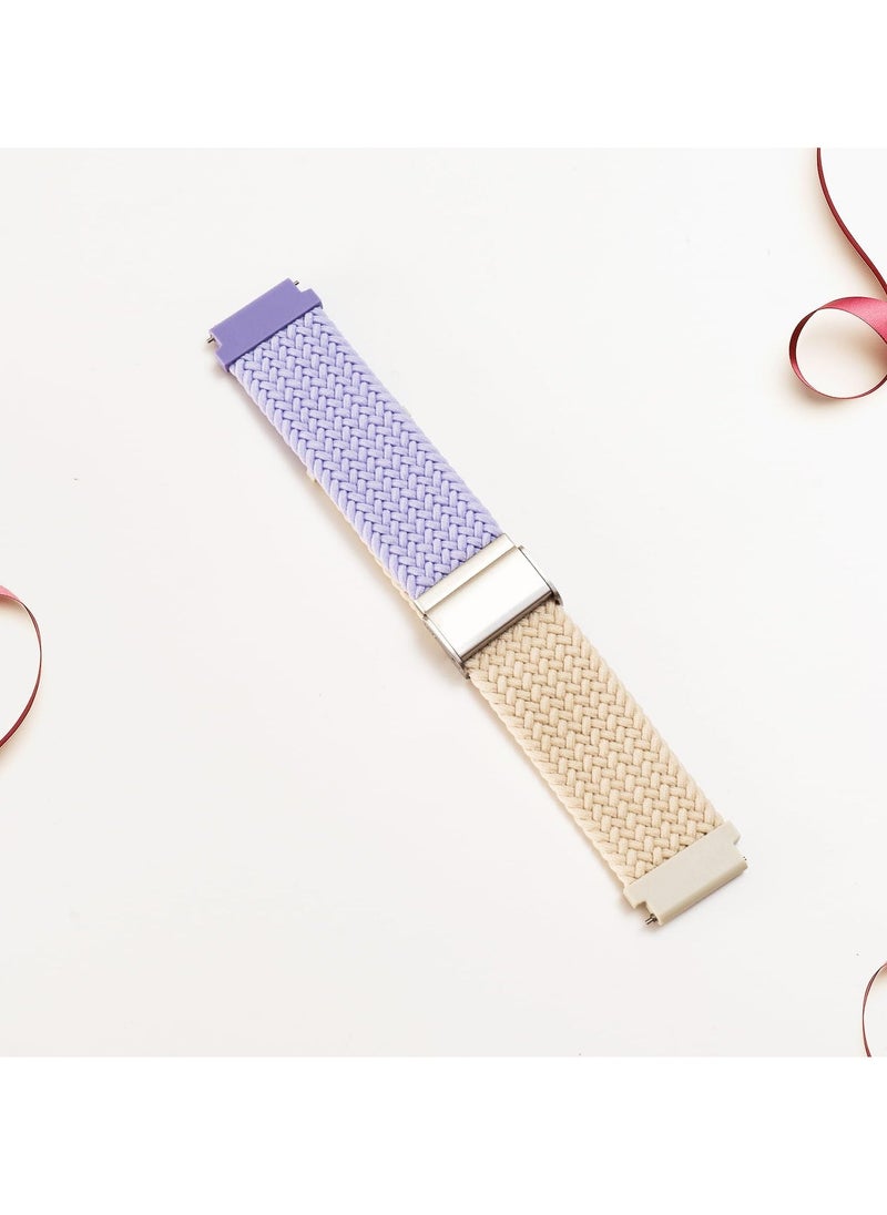 Bands for Samsung Galaxy Watch 6/5/4/5 Pro/6/4 Classic/Active 2/Active/Watch 3, 20mm Elastic Braided Nylon Loop Sport Strap for 40mm, 44mm, 45mm, 43mm, 47mm, 42mm, 46mm, and 41mm, Purple Starlight - Image 2