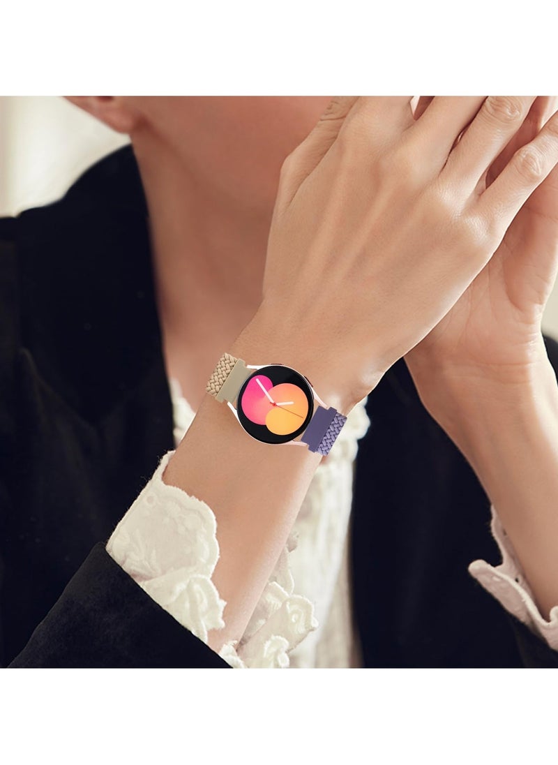Bands for Samsung Galaxy Watch 6/5/4/5 Pro/6/4 Classic/Active 2/Active/Watch 3, 20mm Elastic Braided Nylon Loop Sport Strap for 40mm, 44mm, 45mm, 43mm, 47mm, 42mm, 46mm, and 41mm, Purple Starlight - Image 5