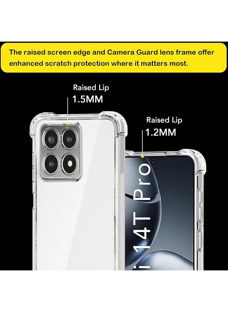 Theodor Xiaomi 14T Pro Clear Case, Shock-Absorption TPU Cell Phone Cover with Reinforced Corners, Soft Flexible & Crystal Clear Protective Bumper Case - Image 4