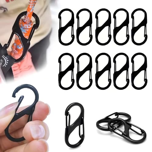 Sunkizzrs® Dual Hook S Carabiners（60 MM, Pack of 10）—Quick Release Design Hooks Keychain—Multi-Purpose Snap Hooks—Zinc Alloy Anti Theft Zipper Carabiner Clips for Backpack,Camping,Gardening,Outdoor - Image 1