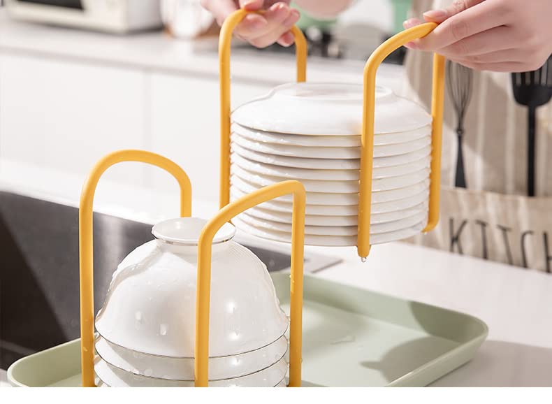 NILKANTH Bowl & Plate Holder | Plastic Dish Drying Rack | Kitchen Organizer with Non-Slip Design | Space-Saving Storage Stand for Tableware, Cutlery & Dish Draining (Yellow), (11.6 x 15.2 x 9.6 cm) - Image 5