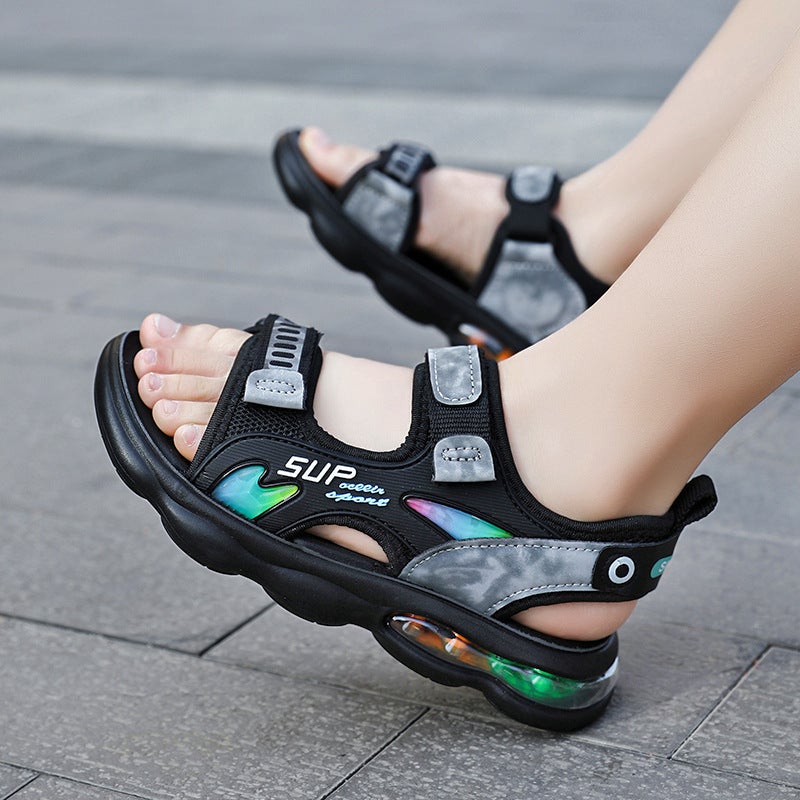 Children'S Sandals 2024 Boys' Sandals And Slippers For Big Children Soft Sole Anti-Slip Beach Shoes Baby Sandals - Image 4
