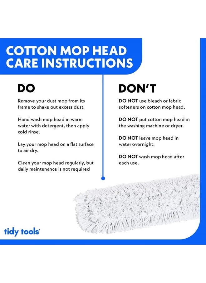 Tidy Tools - Commercial Dust Mop & Floor Sweeper, 48 in. Dust Mop for Hardwood Floors, Cotton Reusable Dust Mop Head, Wooden Broom Handle, Industrial Dry Mop for Floor Cleaning & Janitorial Supplies - Image 1