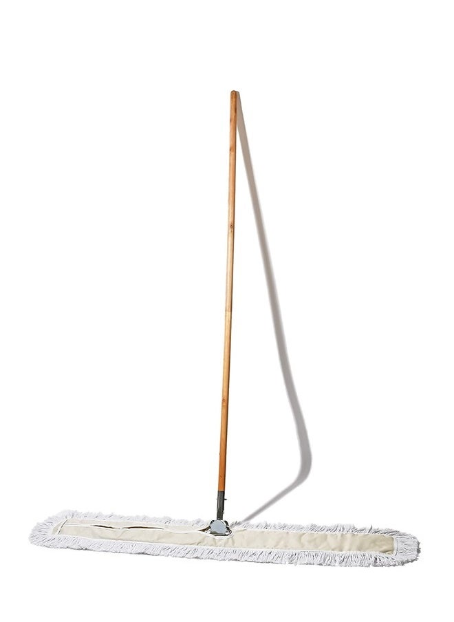 Tidy Tools - Commercial Dust Mop & Floor Sweeper, 48 in. Dust Mop for Hardwood Floors, Cotton Reusable Dust Mop Head, Wooden Broom Handle, Industrial Dry Mop for Floor Cleaning & Janitorial Supplies - Image 1