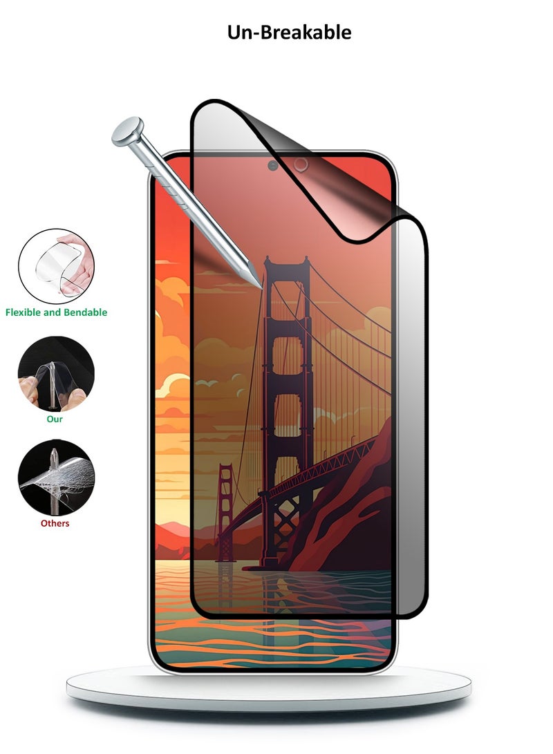 Samsung Galaxy S24 Plus / S24+ 5G 2024 Nano Ceramic Privacy Full Glue Full Cover Matte Flexible Screen Protector (MSCNMP) - Clear/Black