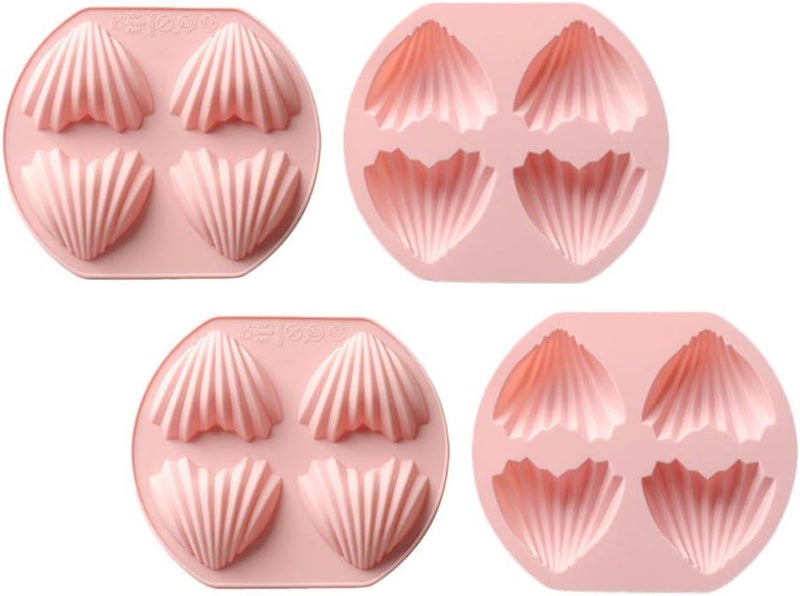 NUOBESTY 4pcs Madeleine Mold Silicone Heart Shape Cake Pan Non- Stick Madeline Bakeware for Oven Baking - Image 1