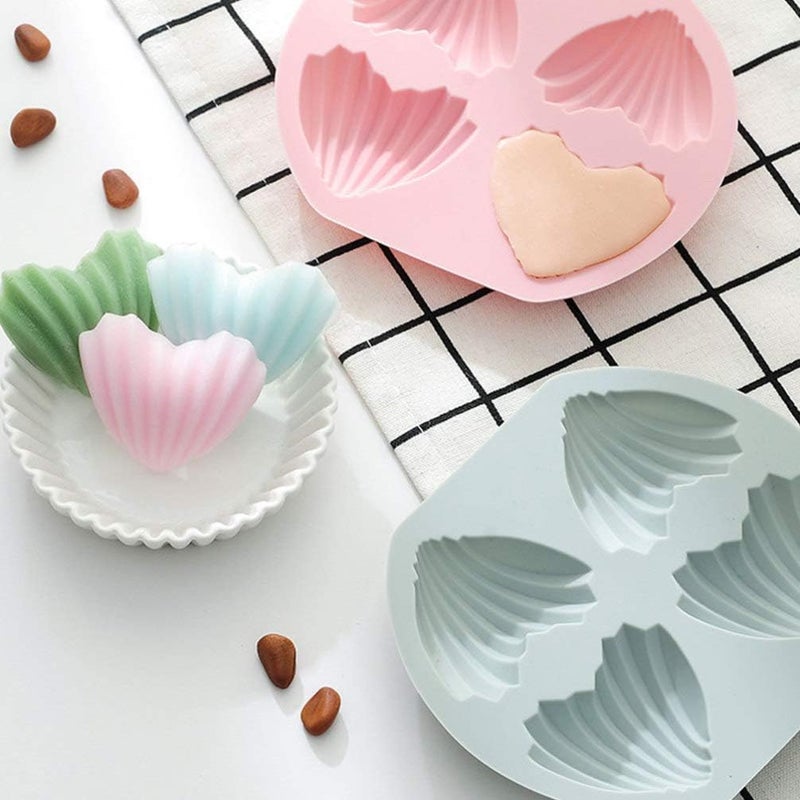 NUOBESTY 4pcs Madeleine Mold Silicone Heart Shape Cake Pan Non- Stick Madeline Bakeware for Oven Baking - Image 2