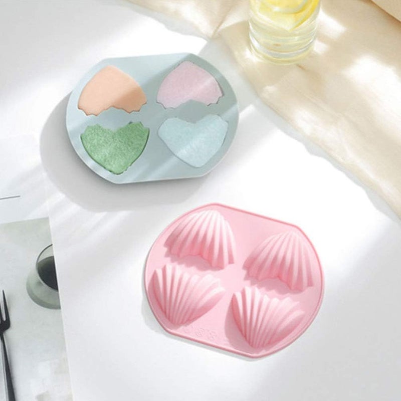 NUOBESTY 4pcs Madeleine Mold Silicone Heart Shape Cake Pan Non- Stick Madeline Bakeware for Oven Baking - Image 4