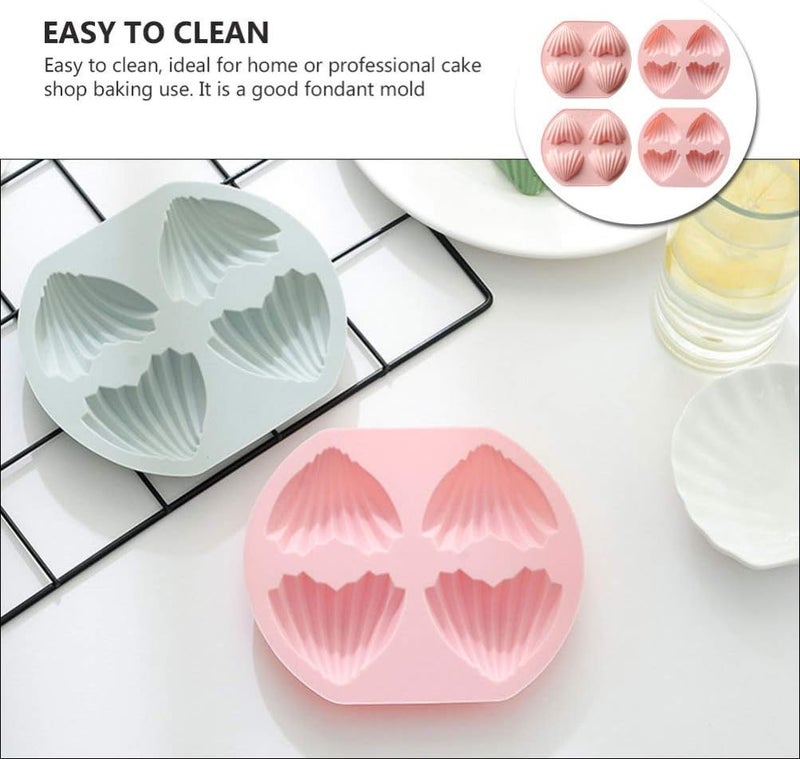 NUOBESTY 4pcs Madeleine Mold Silicone Heart Shape Cake Pan Non- Stick Madeline Bakeware for Oven Baking - Image 5