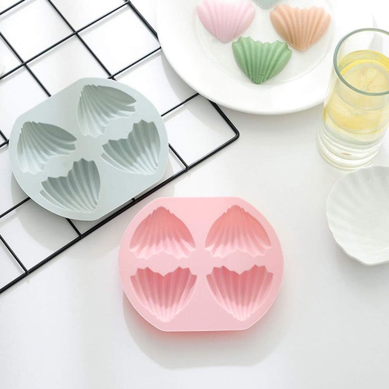NUOBESTY 4pcs Madeleine Mold Silicone Heart Shape Cake Pan Non- Stick Madeline Bakeware for Oven Baking - Image 3