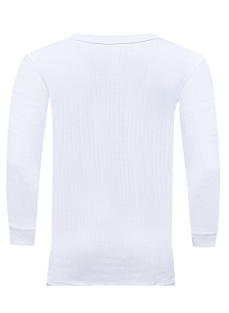 جون جلادستون تي شيرت جون جلادستون رجالي قطني بأكمام طويلة ورقبة دائرية وبطانة حرارية متشابكة (أبيض) - Image 3