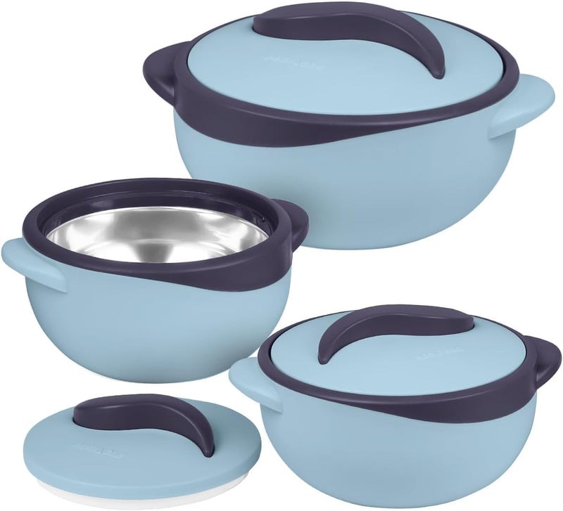 PINNACLE طقم طبق كاسرول معزول مع غطاء 3 قطع 26151 كيو تي حافظة طعام ساخن وبارد وعاء شوربة وسلطة من الفولاذ المقاوم للصدأ أفضل مجموعة هدايا للأمهات في العطلات - Image 1