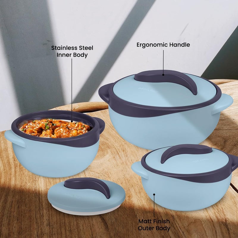 PINNACLE طقم طبق كاسرول معزول مع غطاء 3 قطع 26151 كيو تي حافظة طعام ساخن وبارد وعاء شوربة وسلطة من الفولاذ المقاوم للصدأ أفضل مجموعة هدايا للأمهات في العطلات - Image 3