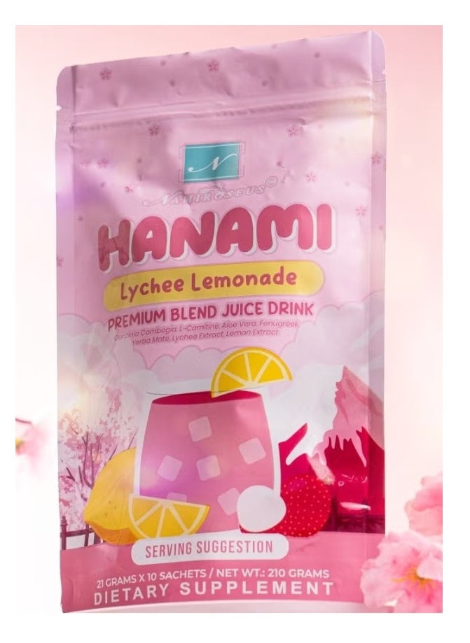 NAMIROSEUS Hanami Lychee Lemonade Premium Blend Juice Drink 21g x 10 sachet 