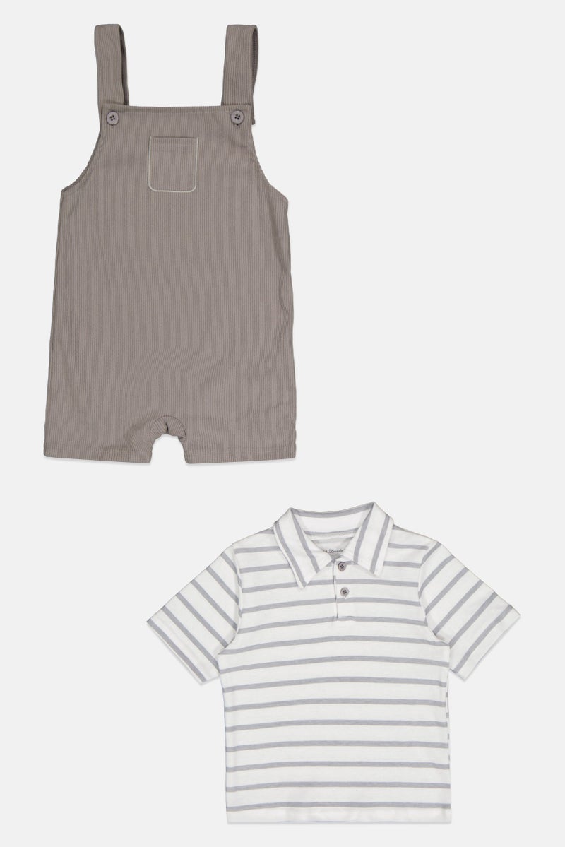 English Laundry Toddlers Boy 2 Piece Stripe Polo Shirt And Romper Set, Multicolor - Image 2