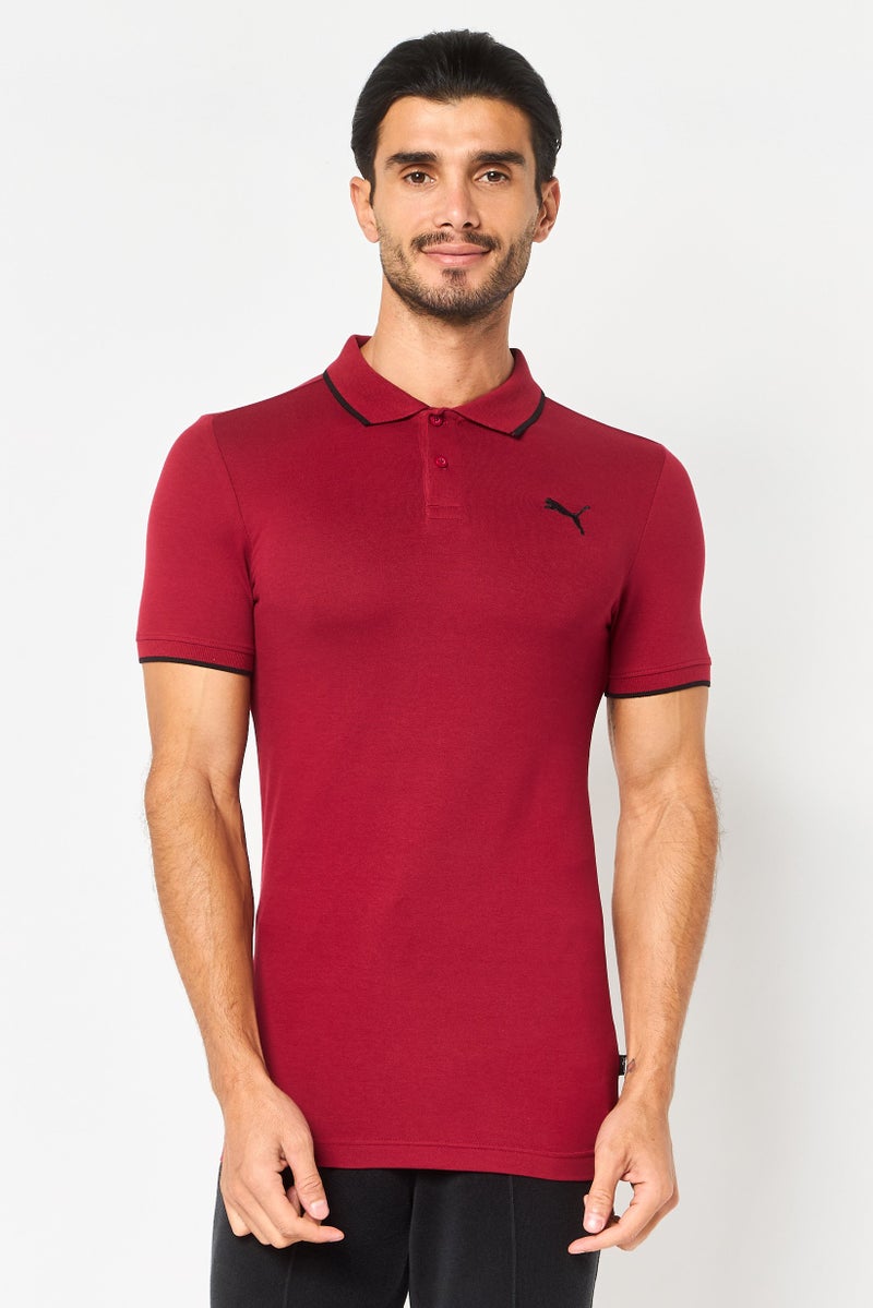 PUMA Men Sportswear Fit Short Sleeve Outdoor Polo Shirt, Maroon - Image 1