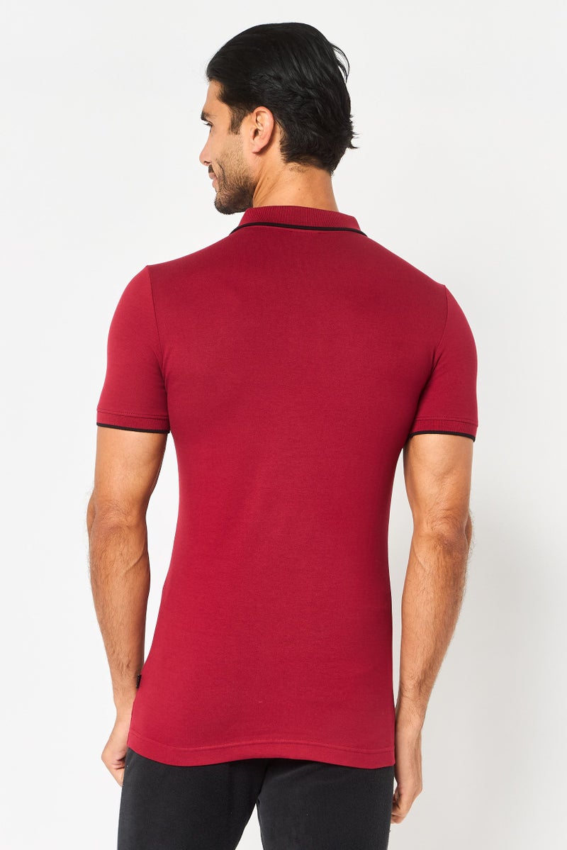 PUMA Men Sportswear Fit Short Sleeve Outdoor Polo Shirt, Maroon - Image 3