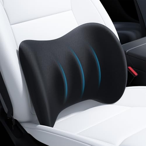 Wigoo 2026 Lumbar Support Pillow for Car Ergonomic Design Pressure Relief Back Cushion for Driving Seat Back Support Pillow for CarOffice Chair Fits All Vehicles Black 1Pack - Image 1