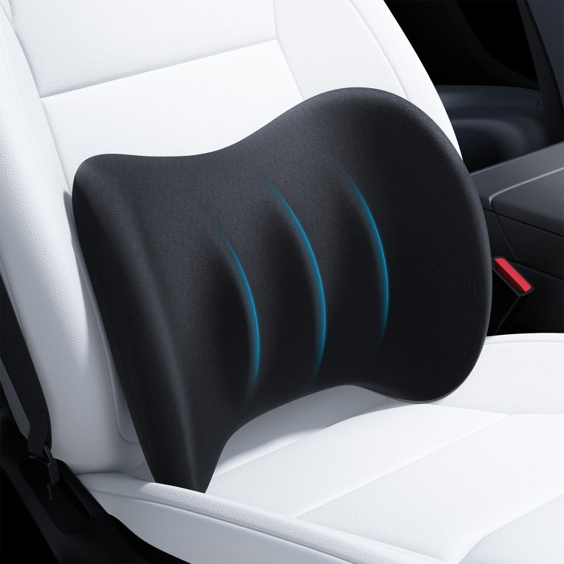 Wigoo 2026 Lumbar Support Pillow for Car Ergonomic Design Pressure Relief Back Cushion for Driving Seat Back Support Pillow for CarOffice Chair Fits All Vehicles Black 1Pack - Image 2