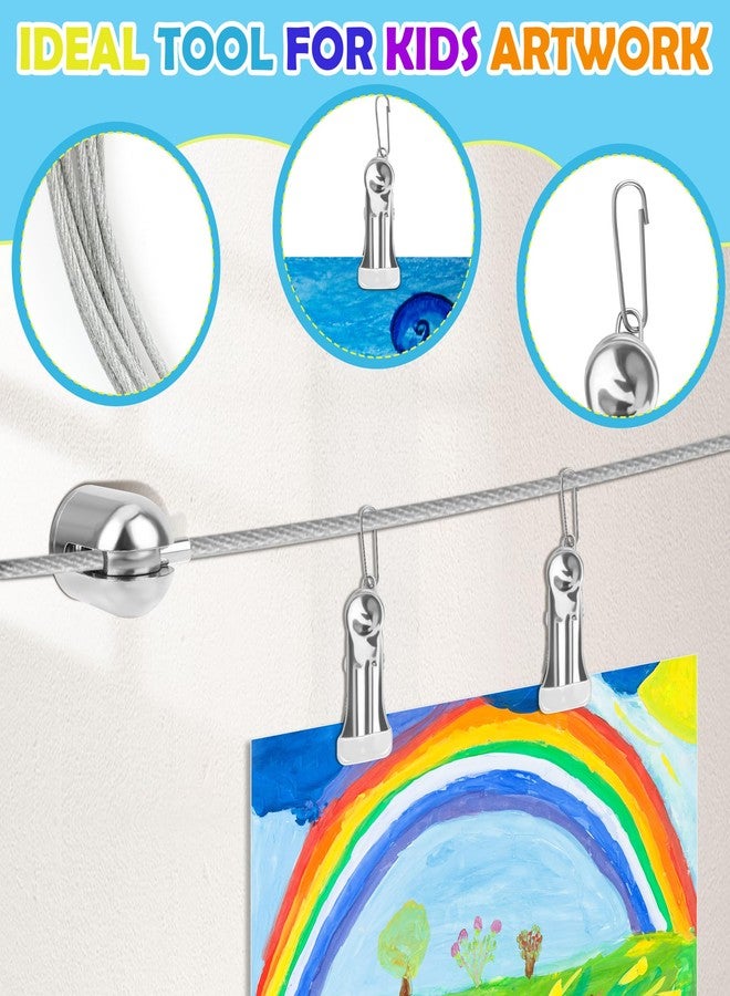 Windspeed Kids Artwork Display Wall Decor for Hanging Photo Kids Art Display for Classroom, with 118 in Alloy Steel Wire, 48P Hanging Clips - Image 3
