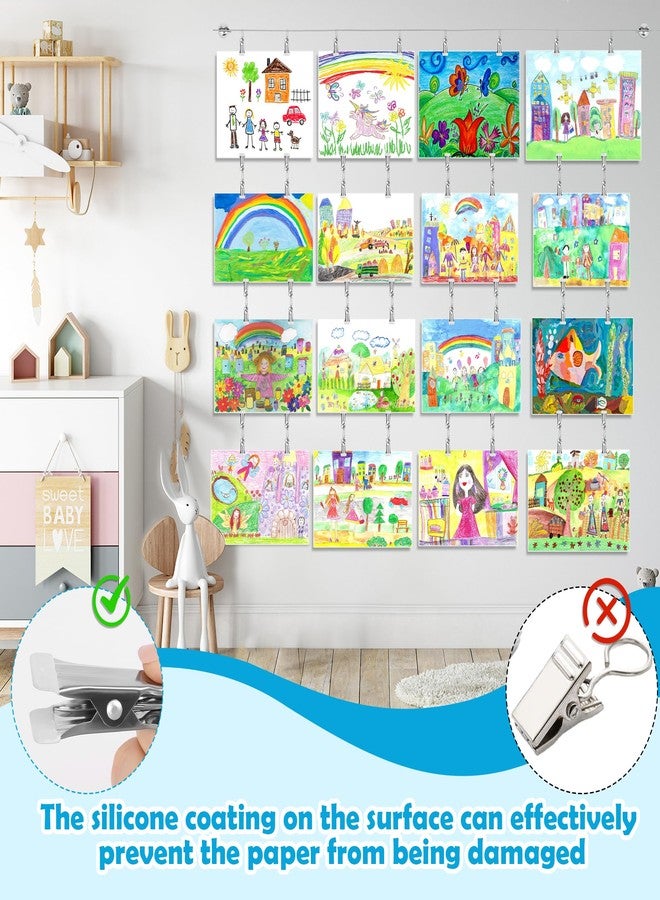 Windspeed Kids Artwork Display Wall Decor for Hanging Photo Kids Art Display for Classroom, with 118 in Alloy Steel Wire, 48P Hanging Clips - Image 4
