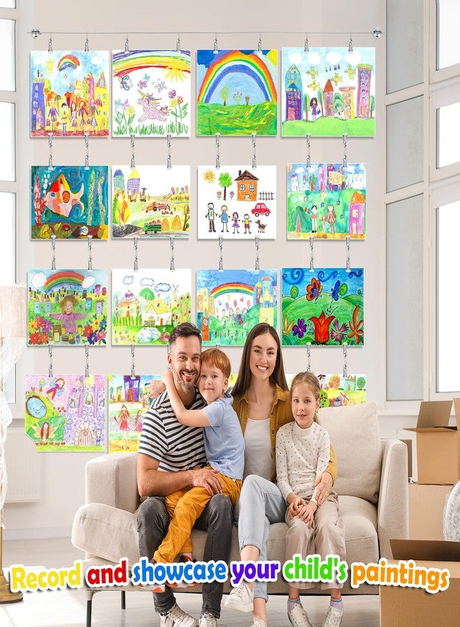 Windspeed Kids Artwork Display Wall Decor for Hanging Photo Kids Art Display for Classroom, with 118 in Alloy Steel Wire, 48P Hanging Clips - Image 5