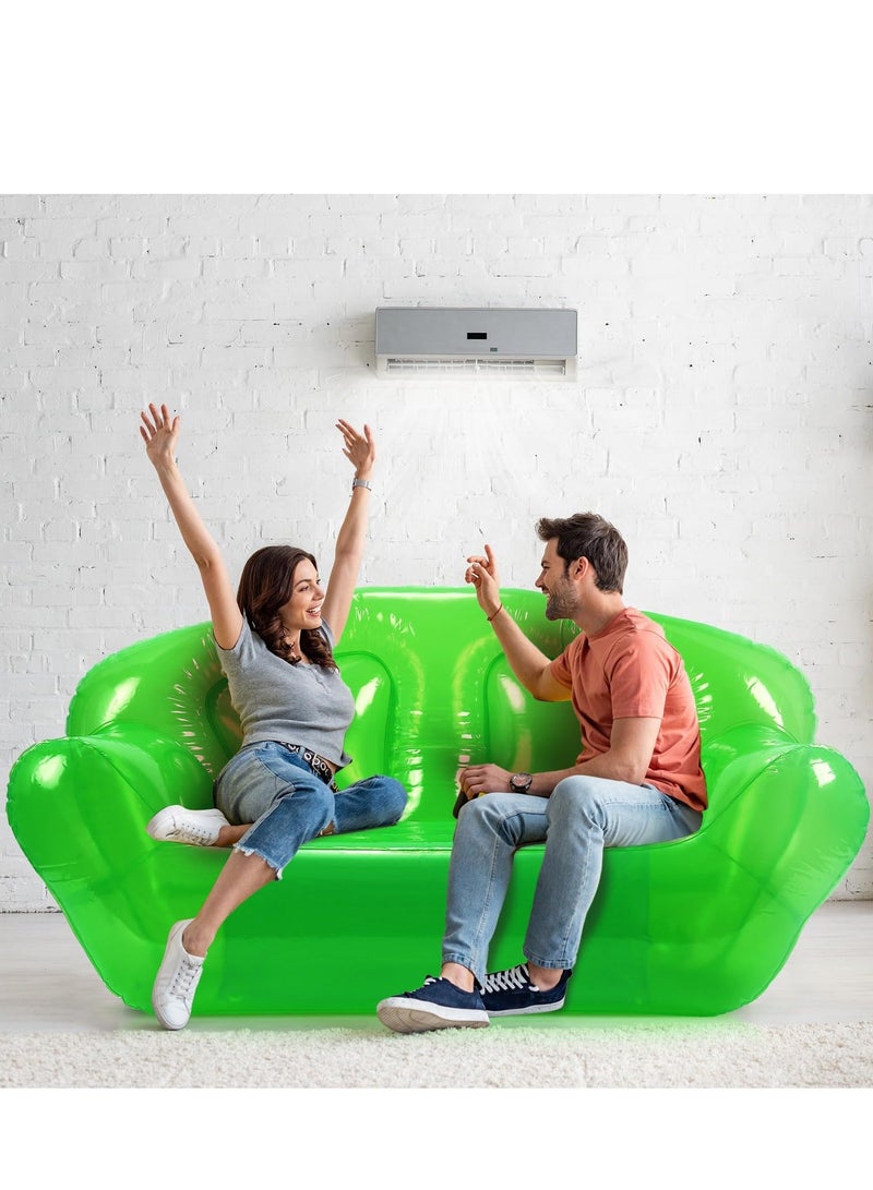 Transparent Clear Inflatable Sofa Seat Double Person Blow up Chair Portable Inflatable Couch Air Couch for Swimming Pool Camping Outdoor Beach Room 100% Waterproof and Holds 550lbs Green - Image 5