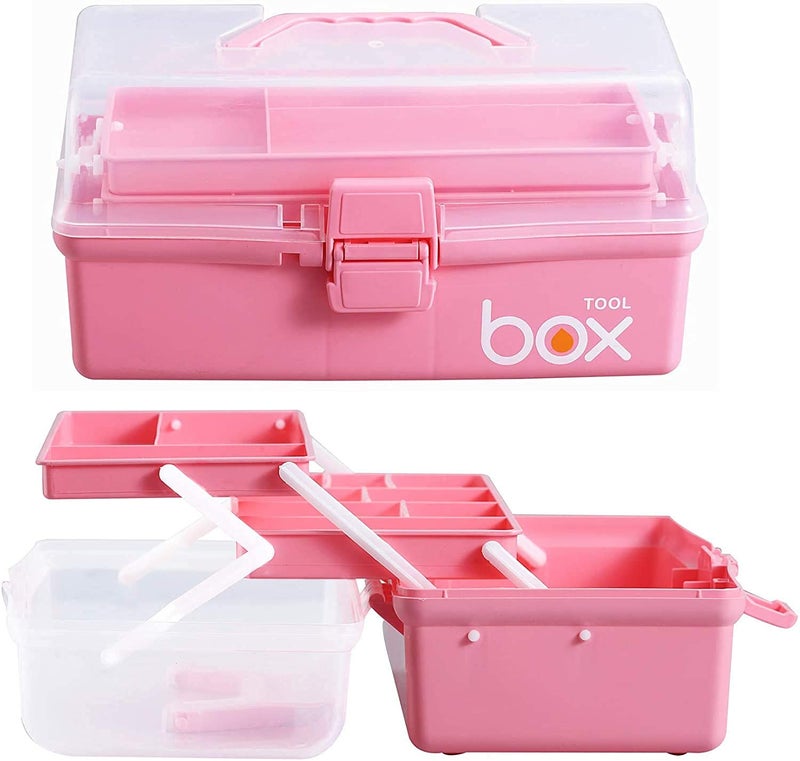 Ansawi ThreeLayer Clear Plastic Storage Box Tool Box Multipurpose Organizer and Portable Handled Storage Case for Art Craft and Cosmetic - Image 1
