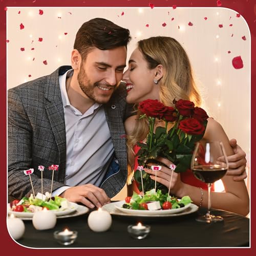 KIGEAPUEL 100 Counts Heart Toothpicks Valentine's Day Cocktail Picks, Bamboo Toothpicks Appetizers Fruit Skewers Cupcakes Cocktail Picks for Valentine's Day Birthday Wedding - Image 4