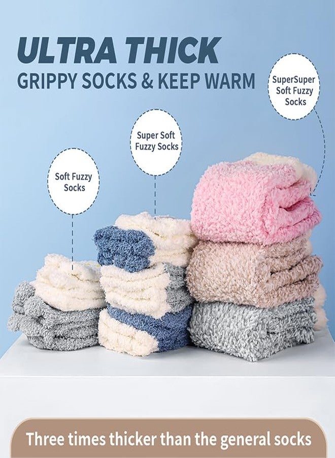 yafeite Fuzzy Socks for Women with Grippers - Slipper Socks Grippy, Cozy Non-Slip Socks for Women, Warm Winter Comfy Fluffy Sleep House Sock s 4 Pairs - Image 2