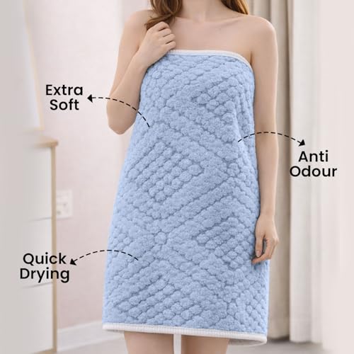 MAXOSHINE Microfiber Towels for Bath-Jacquard Bath Towel for Men and Women-Soft Coral Fleece Towel with Hook 400 GSM Quick Dry Super Absorbent-70 x 140 cm - Image 3